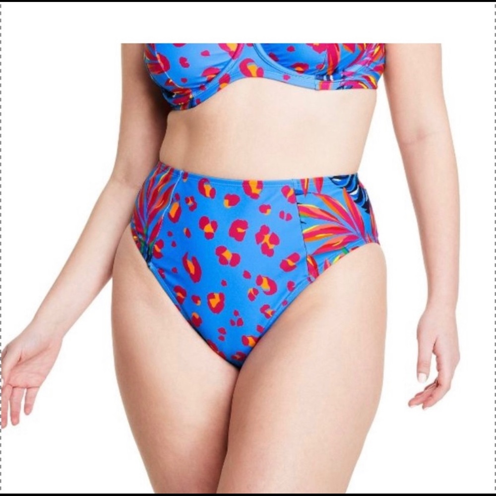 Tabitha brown for target  2 piece tropical print blue and fuchsia bikini Set NWT - Picture 9 of 9